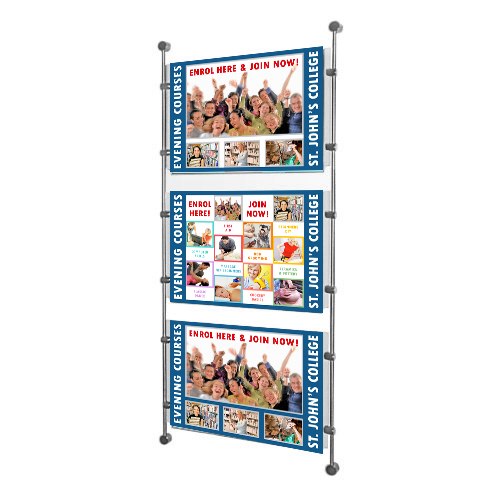 PW11: Wall bar-fix poster holders in a single column