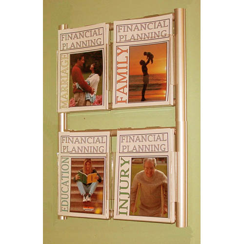 LW3: Wall mounted aluminium 'ladders' with hook-over leaflet holders