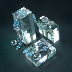 Acrylic blocks displaying jewellery Acrylic blocks displaying jewellery