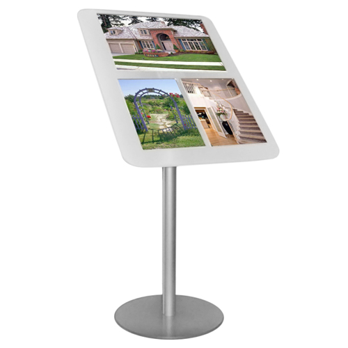 PF12: Angled panel on stand with removable poster holders