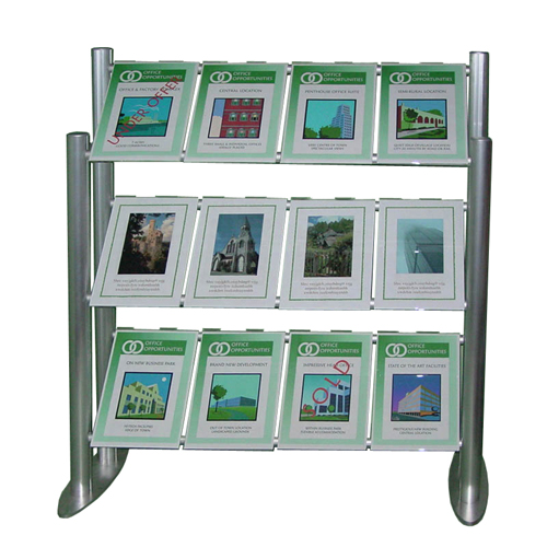 PF3B: Free-Standing lay-back aluminium 'ladders' with hook-over poster holders  