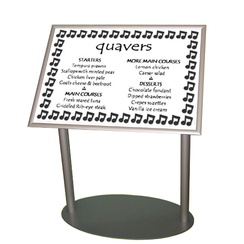 PF4: Angled 'snap' frame on free standing aluminium post