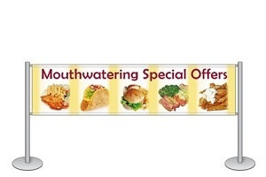 Wide and low free standing banners Wide and low free standing banners