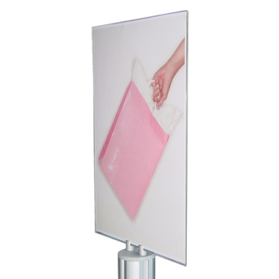 Carrier bag stand top showing poster holder Carrier bag stand top showing poster holder